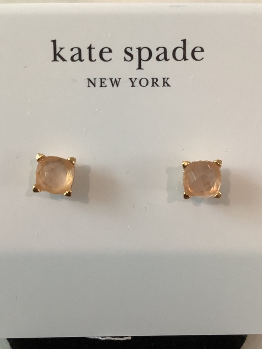 kate spade Peach Faceted Stone Gold-Tone Stud Earrings, Brand New